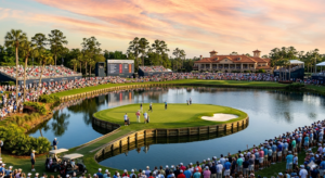 The island green 17th hole at TPC Sawgrass during the 2026 Players Championship.